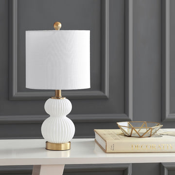 Daphne 20" Ribbed Metal/Glass LED Table Lamp